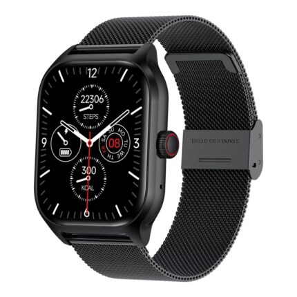 LEMFO LT10 2.01 Inch TFT Screen Smart Watch with Bluetooth Call & Health Monitoring, Steel Strap (Black)