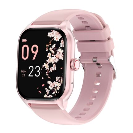 LEMFO LT10 2.01 Inch TFT Screen Smart Watch with Bluetooth Call & Health Monitoring, Steel Strap (Black) - Silicone Strap, Pink