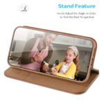 For iPhone 16 DUX DUCIS Hivo Series Cowhide + PU + TPU Flip Phone Case(Brown) - Image 6