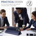 For iPhone 16 Pro Fierre Shann PU Genuine Leather Texture Phone Case(Blue) - Image 6