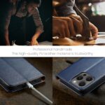 For iPhone 16 Pro Fierre Shann PU Genuine Leather Texture Phone Case(Blue) - Image 7