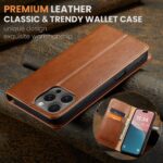 For iPhone 16 Pro Fierre Shann PU Genuine Leather Texture Phone Case(Brown) - Image 2