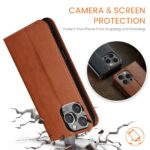 For iPhone 16 Pro Fierre Shann PU Genuine Leather Texture Phone Case(Brown) - Image 3