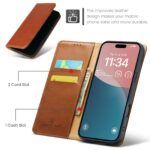 For iPhone 16 Pro Fierre Shann PU Genuine Leather Texture Phone Case(Brown) - Image 4