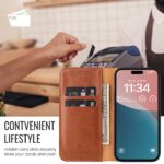 For iPhone 16 Pro Fierre Shann PU Genuine Leather Texture Phone Case(Brown) - Image 5