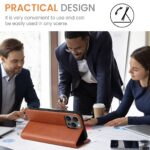 For iPhone 16 Pro Fierre Shann PU Genuine Leather Texture Phone Case(Brown) - Image 6