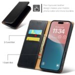 For iPhone 16 Pro Fierre Shann PU Genuine Leather Texture Phone Case(Black) - Image 4