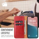 For iPhone 16 Pro Fierre Shann PU Genuine Leather Texture Phone Case(Red) - Image 5