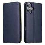 For iPhone 17 Fierre Shann PU Genuine Leather Texture Phone Case(Blue)