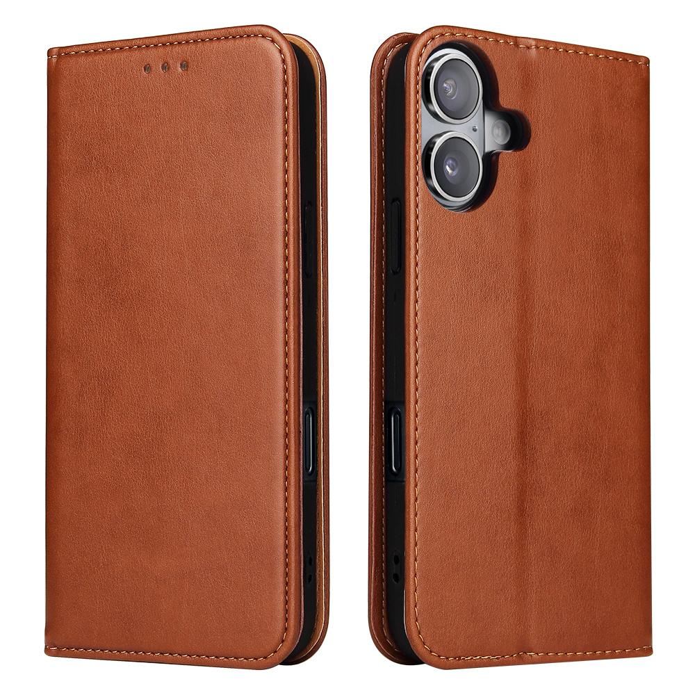 EDA005037710B.jpg For iPhone 17 Fierre Shann PU Genuine Leather Texture Phone Case(Brown) - Image 1