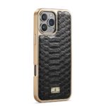 For iPhone 16 Pro Fierre Shann Python Texture Electroplating PU Phone Case(Black) - Image 3
