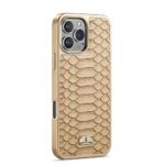 For iPhone 16 Pro Fierre Shann Python Texture Electroplating PU Phone Case(White) - Image 3