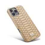 For iPhone 16 Pro Fierre Shann Python Texture Electroplating PU Phone Case(White) - Image 5