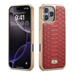 For iPhone 16 Pro Fierre Shann Python Texture Electroplating PU Phone Case(Red)