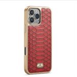 For iPhone 16 Pro Fierre Shann Python Texture Electroplating PU Phone Case(Red) - Image 3