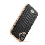 For iPhone 16 Plus Fierre Shann Python Texture Electroplating PU Phone Case(Black) - Image 6