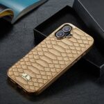 For iPhone 16 Plus Fierre Shann Python Texture Electroplating PU Phone Case(White) - Image 2