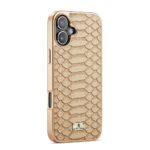 For iPhone 16 Plus Fierre Shann Python Texture Electroplating PU Phone Case(White) - Image 3