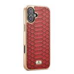 For iPhone 16 Plus Fierre Shann Python Texture Electroplating PU Phone Case(Red) - Image 3