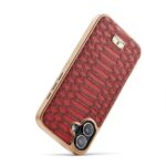 For iPhone 16 Plus Fierre Shann Python Texture Electroplating PU Phone Case(Red) - Image 6
