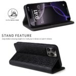 For iPhone 16 Pro Fierre Shann Crocodile Texture Magnetic Genuine Leather Phone Case(Black) - Image 5