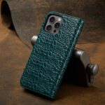 For iPhone 16 Pro Fierre Shann Crocodile Texture Magnetic Genuine Leather Phone Case(Green) - Image 3