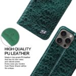 For iPhone 16 Pro Fierre Shann Crocodile Texture Magnetic Genuine Leather Phone Case(Green) - Image 6