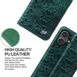 For iPhone 16 Plus Fierre Shann Crocodile Texture Magnetic Genuine Leather Phone Case(Green) - Image 6