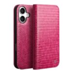 For iPhone 17 QIALINO Little Crocodile Texture Genuine Leather Phone Case(Rose Red)