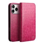 For iPhone 17 Pro QIALINO Little Crocodile Texture Genuine Leather Phone Case(Rose Red)