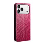 For iPhone 17 Pro QIALINO Little Crocodile Texture Genuine Leather Phone Case(Rose Red) - Image 2