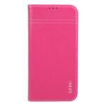 For iPhone 16 GEBEI Top-grain Horizontal Flip Leather Phone Case(Rose Red) - Image 2