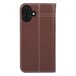For iPhone 16 GEBEI Top-grain Horizontal Flip Leather Phone Case(Brown) - Image 3