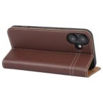 For iPhone 16 GEBEI Top-grain Horizontal Flip Leather Phone Case(Brown) - Image 5