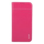For iPhone 16 Pro GEBEI Top-grain Horizontal Flip Leather Phone Case(Rose Red) - Image 2
