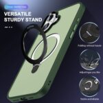 For iPhone 16 Skin-feel MagSafe Holder PC Hybrid TPU Phone Case(Green) - Image 5