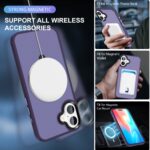 For iPhone 16 Skin-feel MagSafe Holder PC Hybrid TPU Phone Case(Dark Purple) - Image 3