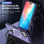 For iPhone 16 Skin-feel MagSafe Holder PC Hybrid TPU Phone Case(Dark Purple) - Image 4
