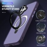 For iPhone 16 Skin-feel MagSafe Holder PC Hybrid TPU Phone Case(Dark Purple) - Image 5
