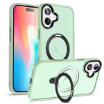 For iPhone 16 Skin-feel MagSafe Holder PC Hybrid TPU Phone Case(Matcha Green)
