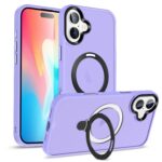 For iPhone 16 Skin-feel MagSafe Holder PC Hybrid TPU Phone Case(Purple)