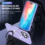 For iPhone 16 Skin-feel MagSafe Holder PC Hybrid TPU Phone Case(Purple) - Image 4