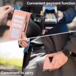 For iPhone 17 Pro Max ABEEL Frosted Magnetic RFID Leather Phone Case(Pink) - Image 9