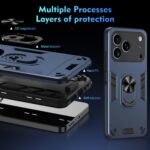 For iPhone 17 Pro Max Shockproof Metal Ring Holder Phone Case(Blue) - Image 7