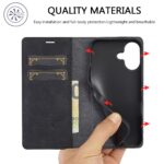For iPhone 16 Plus LC.IMEEKE Strong Magnetism Microfiber Leather Phone Case(Black) - Image 3