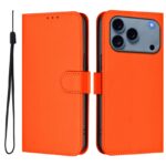 For iPhone 17 Pro Max Skin Feel Solid Color Leather Phone Case with Lanyard(Orange)