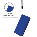 For iPhone 17 Pro Max Skin Feel Solid Color Leather Phone Case with Lanyard(Dark Blue) - Image 5