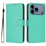For iPhone 17 Pro Max Skin Feel Solid Color Leather Phone Case with Lanyard(Green)