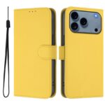 For iPhone 17 Pro Max Skin Feel Solid Color Leather Phone Case with Lanyard(Lemon Yellow)
