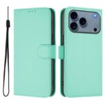 For iPhone 17 Pro Max Skin Feel Solid Color Leather Phone Case with Lanyard(Mint Green)